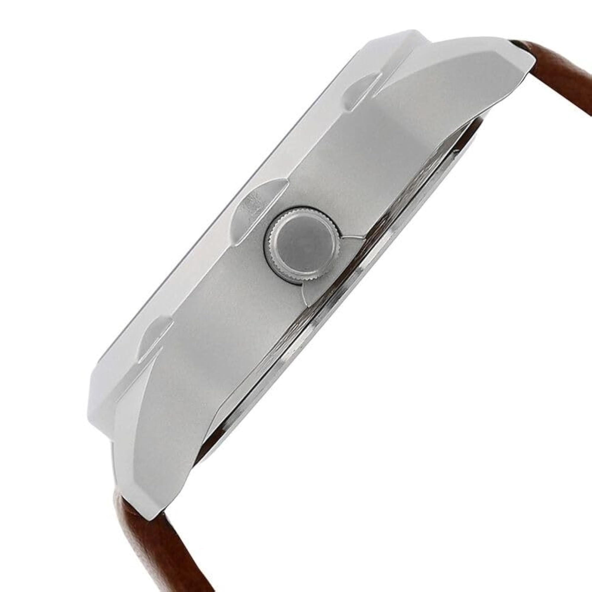 Analog Watch with Silver Shining Functioning Dial and Leather Strap